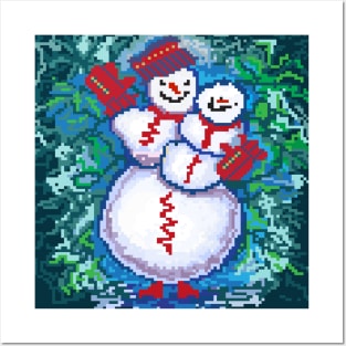 happy new year  2022 snowman christmas pixel Posters and Art